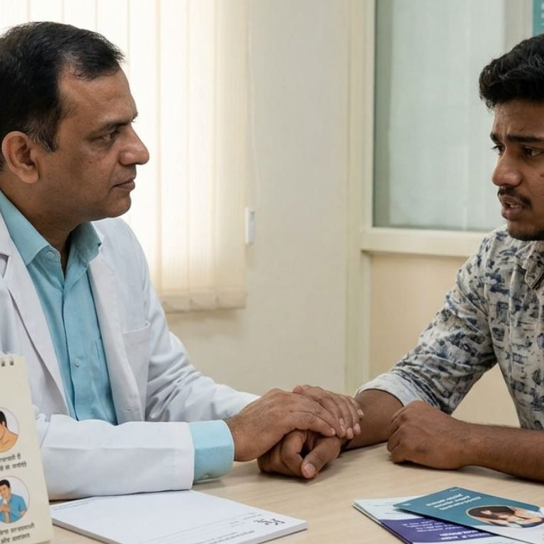 Doctor is treating patient of Dhat Syndrome or Wet Dreams or Nightfall